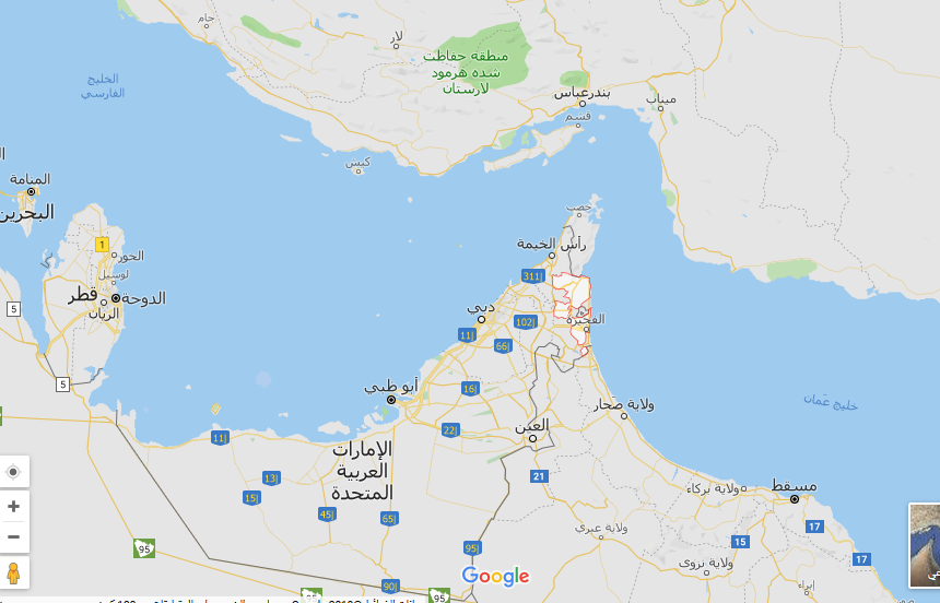 خريطة الامارات العربية المتحدة السبع
